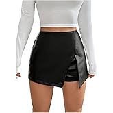 Floerns Women's High Waisted Skorts PU Leather Going Out Outfit Club Skirt Shorts