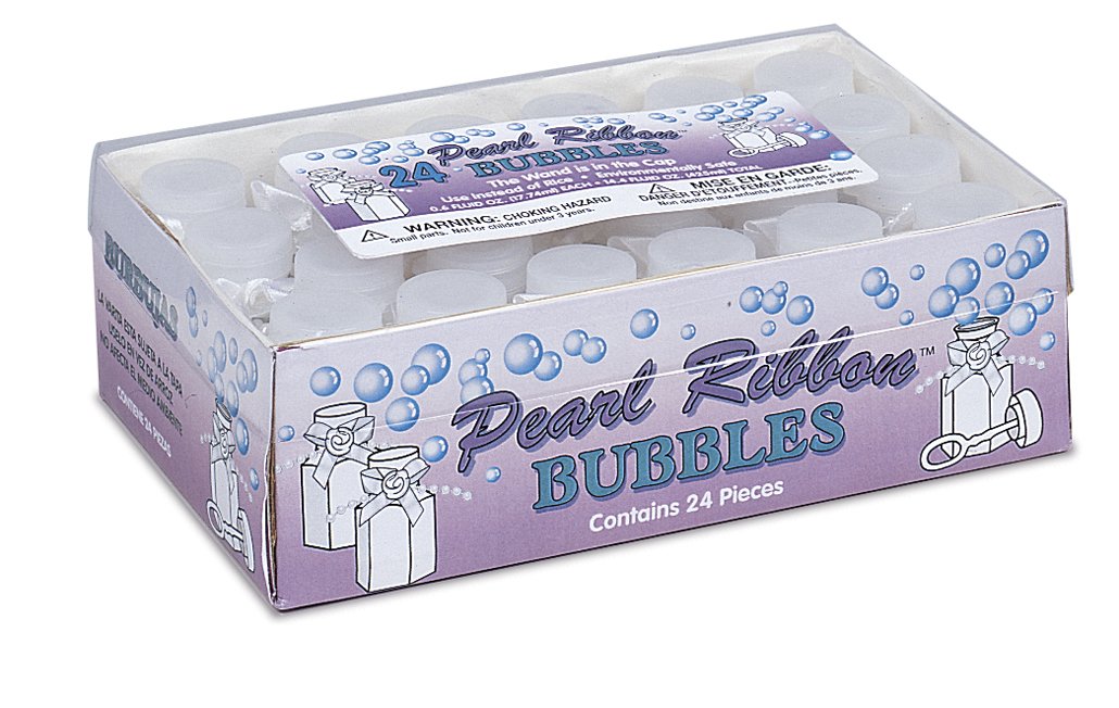 Unique Party 95239 - Pearl Ribbon Wedding Bubbles, Pack of 24,White,0.6 oz
