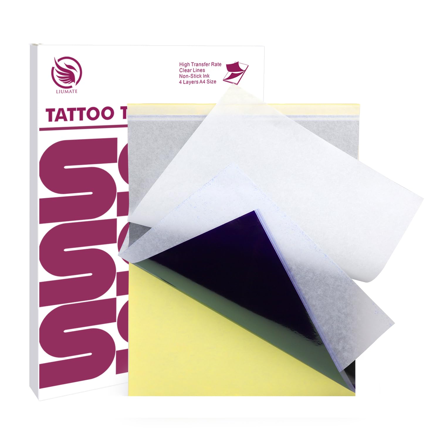 LIUMATE Tattoo Transfer Paper 100 Sheets Tattoo Stencil Paper for Tattooing to Skin, 4 Layers Premium Thermal Stencil Paper DIY Tattοο Tracing Paper for Tattoo Transfer Kit Tattoo Supplies A4 Size