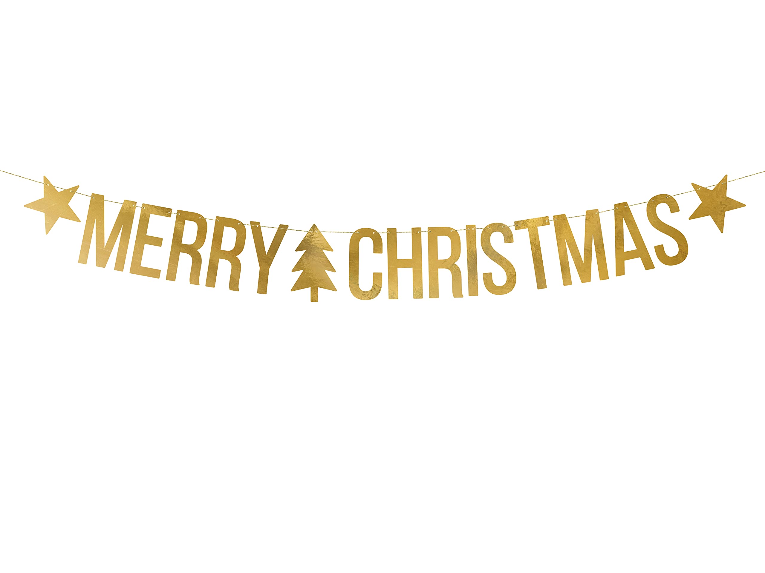 Color-Up.Shop GRL53-019M Lettering Banner Merry Christmas Gold Metallic 10.5 x 150 cm