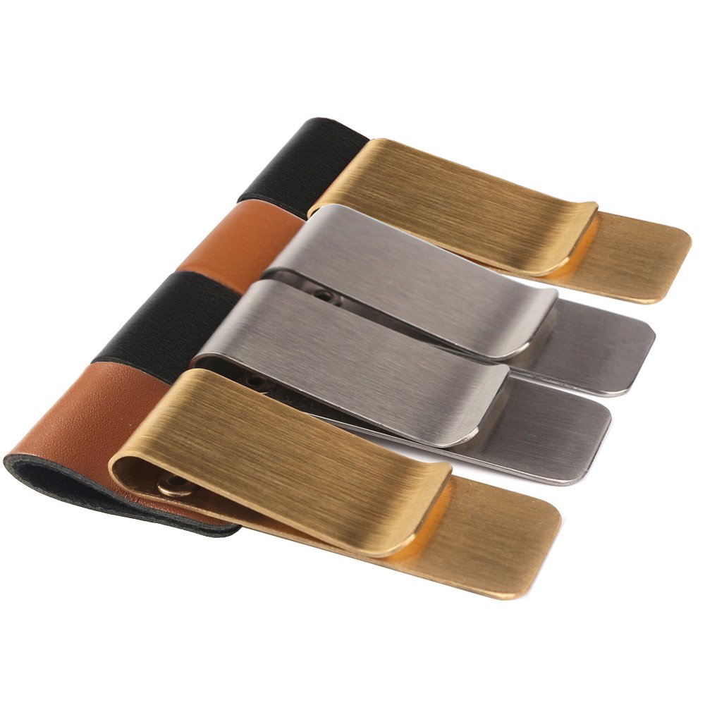 Muovst 4 Pack Pen Loop Traveler Notebook Leather Pen Holder with Stainless Steel Clip