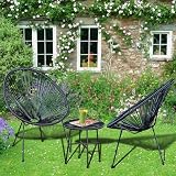 AOUXIN Acapulco 3-Piece Garden Furniture Set with Tempered Glass Table view 2
