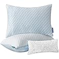 Uniqwamer Cooling Bed Pillows for Sleeping 2 Pack Shredded Memory Foam Adjustable Pillows Standard Size Set of 2 for Side Back Sleepers - Luxury Extra Comfy Gel Pillows with Washable Removable Cover
