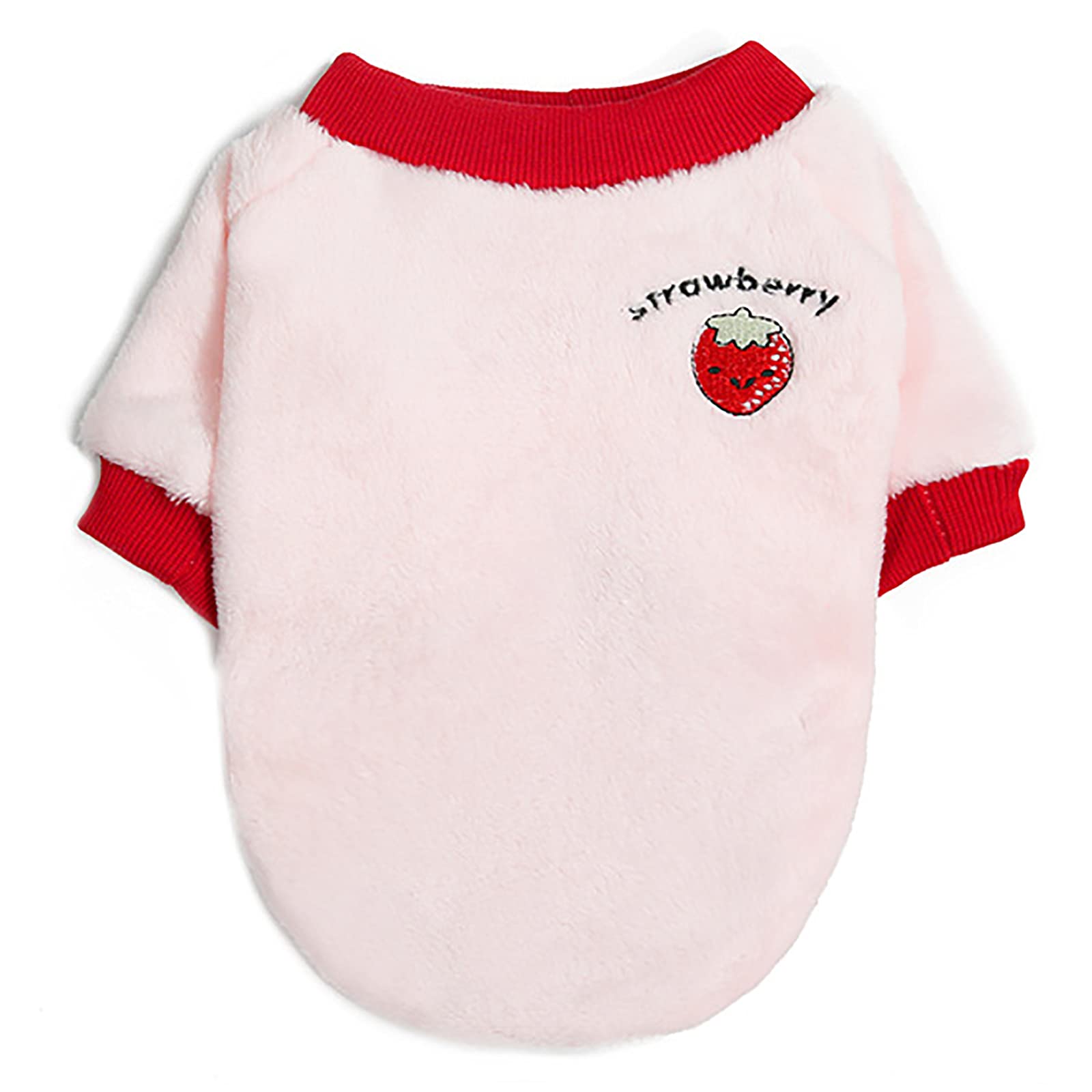 Dog Sweater Dog Clothes Fleece Dog Woolen Sweater Winter Warm Coat Fruit Pajamas Fleece Sweater for Small Dog Medium Dog Cat Pink XXL