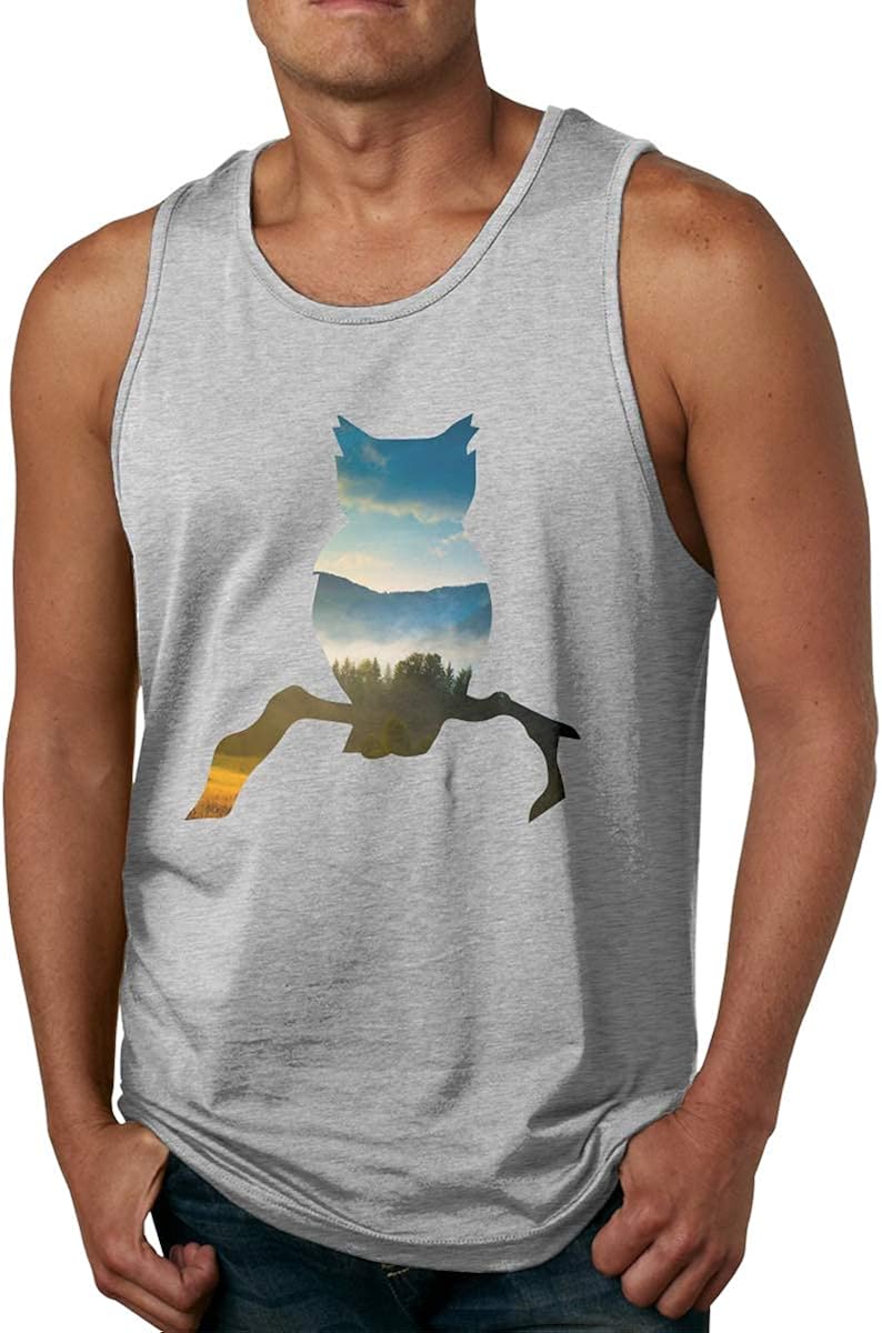 VJSDIUD Herren Tank Top Owl Landschaft ärmellose Hemden ...