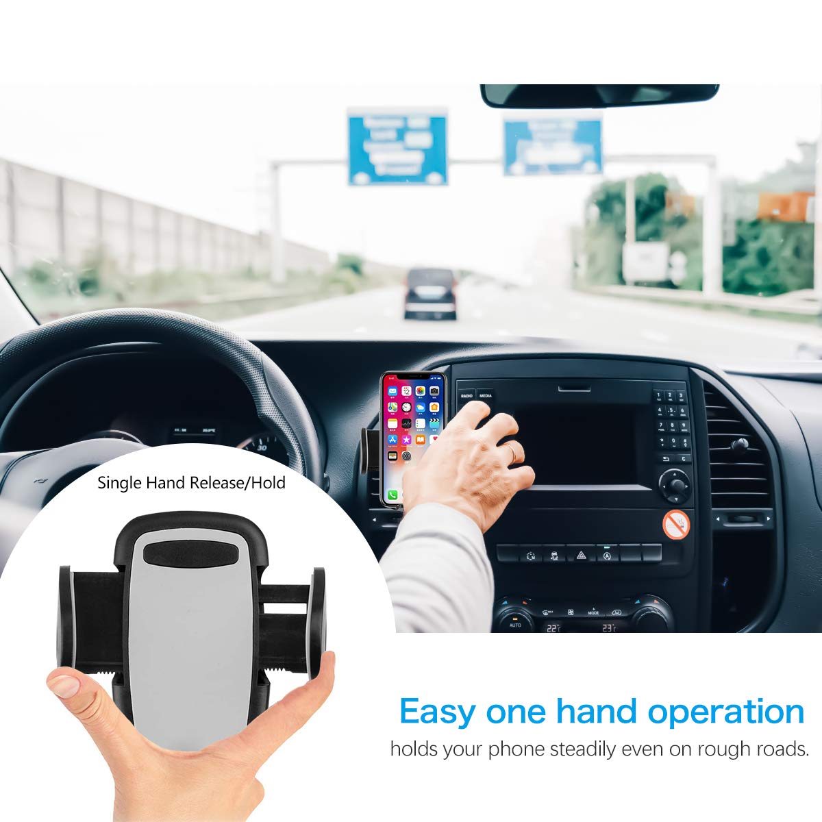 2 in 1 Air Vent & CD Slot Phone Mount,Universal Car Phone Holder,Stable Cell Phone Holder for Car Compatible with iPhone Xs/Xs Max/XR/X/8/8+/7 Plus and Samsung Galaxy S10/S10+/Note 10 Pro/9/S9/S8 Plus