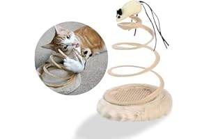 Andiker Interactive Cat Toy, Exercise Plush Mouse with Spiral Spring, Indoor Portable Toy for All Breed Sizes