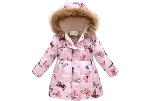 Miss Bei Girl's Winter Coat Jacket Hooded Kids Toddler Flower Print Parka Outwear Warm Cotton Puffer Hooded Jacket