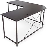 LOWYA （ロウヤ） デスク パソコンデスク L字型 足元フリー設計 スチール脚 コード穴付き 木製 幅156cm ブラウン