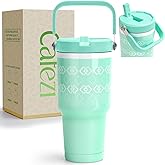 Cafezi 30 oz Tumbler with Handle, Vacuum Insulated Tumblers with Flip Straw and Top Handle, Reusable Insulated Cup for Home, Outdoors, Leakproof, Fits in Cup Holder, Cold for 30 Hours