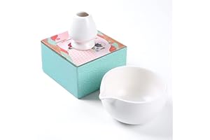 ZENRC Traditional Matcha Bowl and Chasen Rest- Handmade Modern Ceramic Japanese Matcha Tea Ceremony Kit- 22oz Big Salad Porridge Juice Bowl Cup and whisk holder (Ivory White)