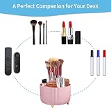 Marbrasse 360 Degree Rotating Desk Organizer with 5 Compartments Pink view 7