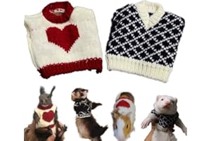 HAICHEN TEC 2 PCS Ferret Clothes Small Animal Sweater Warm Winter Vest Knitted Sweatershirt Ferret Apparel Accessory Halloween Party Cosplay Photo Shoot for Ferret Bunny Guinea Pig Squirrel