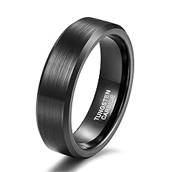 6mm Black Wedding Tungsten Ring Bands For Men Women