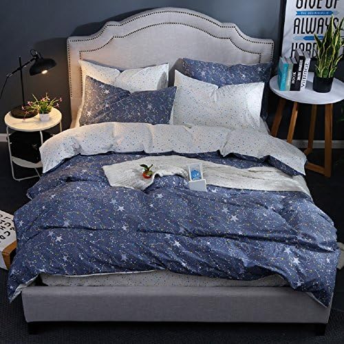 Jane yre Space Constellation Duvet Cover Set Queen Dark Gray for Boys Girls,Reversible Premium Cotton Universe Galaxy Bedroom Bedding Sets Twin Comforter Cover Zipper Closure,NO Filling