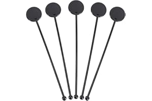 Drink Stirrers Black Cocktail Sticks: Tofficu 100Pcs 7" Plastic Swizzle Sticks - Personalized Custom Drink Stirrers - Blank Disc Coffee Stirrers - Reusable Stirring Sticks for Bar Wedding Home