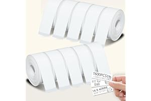 LIFMEGIK 1600PCS White D30 Label Maker Tape, Thermal Printer Paper, Smart Mini Label Maker Refill for Office, Home, Shcool,14x40mm,160 Labels/Roll, 10 Rolls