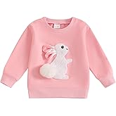 Dcohmch Toddler Girl Boy Easter Outfit Bunny Embroidered Shirt Sweatshirt Long Sleeve Pullovers Baby Spring Clothes