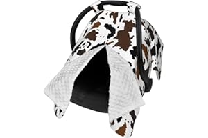 YOBVEC Western Cow Print Baby Car Seat Canopy Cover Multi Use Nursing Cover for Mom Nursing Covers Newborn Cow Print Shower Gift