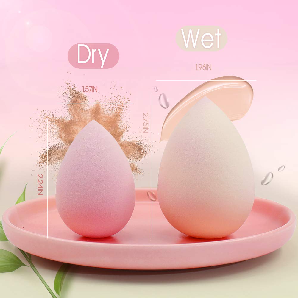 BEAKEY Color-Changing Makeup Sponge Set Blender Beauty Foundation Blending Sponge, Flawless for Liquid, Cream, and Powder, 2 Pcs : Beauty