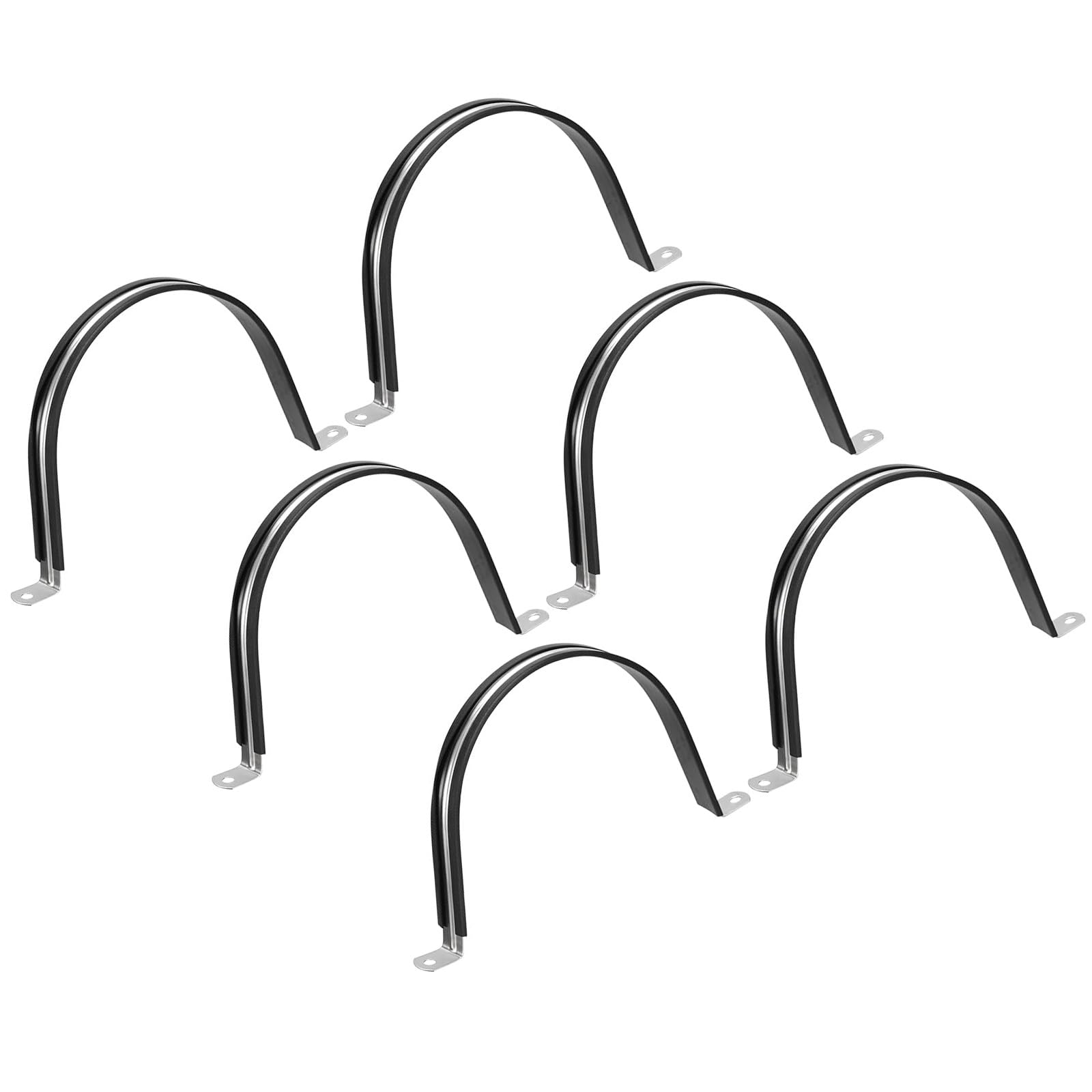 MACHSWON 6Pcs 150mm(6") Cable Clamp, Rubber Cushioned Insulated Clamp 304 Stainless Steel U Shape Bracket Metal Pipe Clamp Tube Holder for Wire Hose Tube