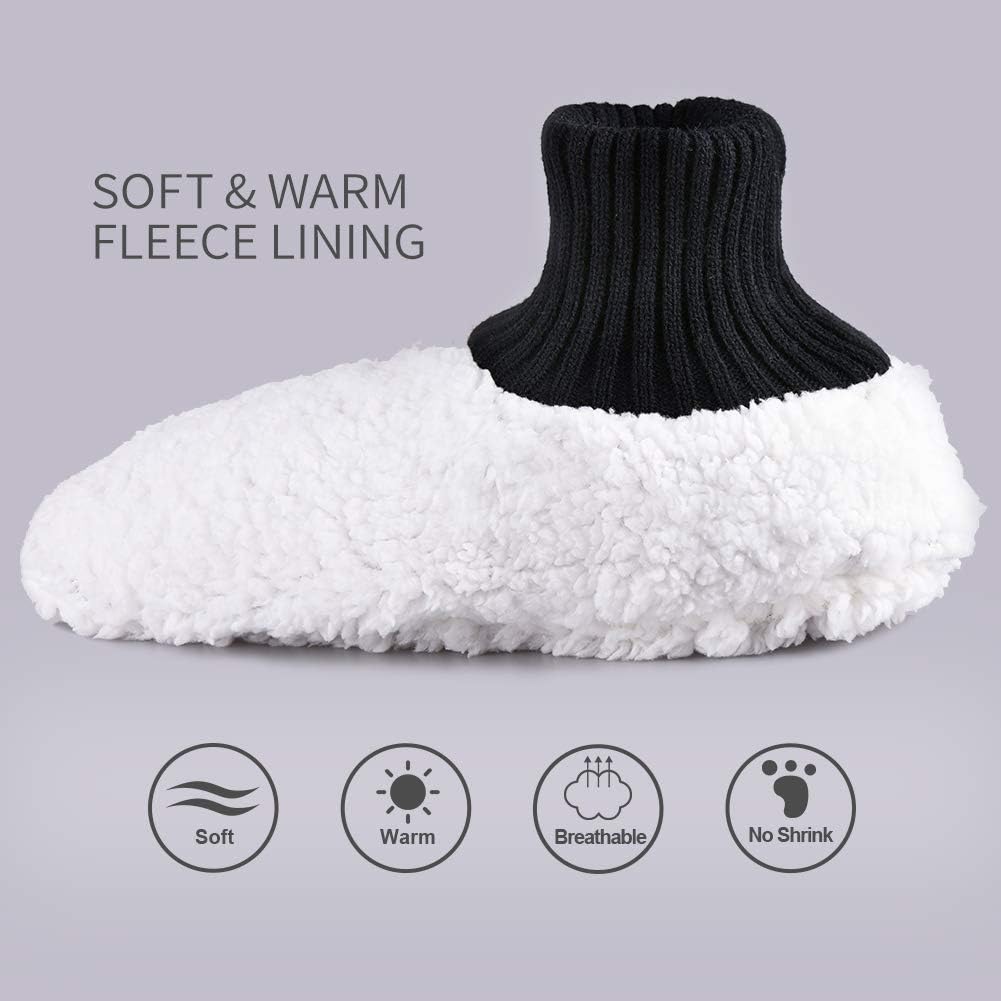 Panda Bros Fluffy Slipper Socks with Non Slip Women House Lined Socks Boat Super Cozy Hospital Slippers: Clothing