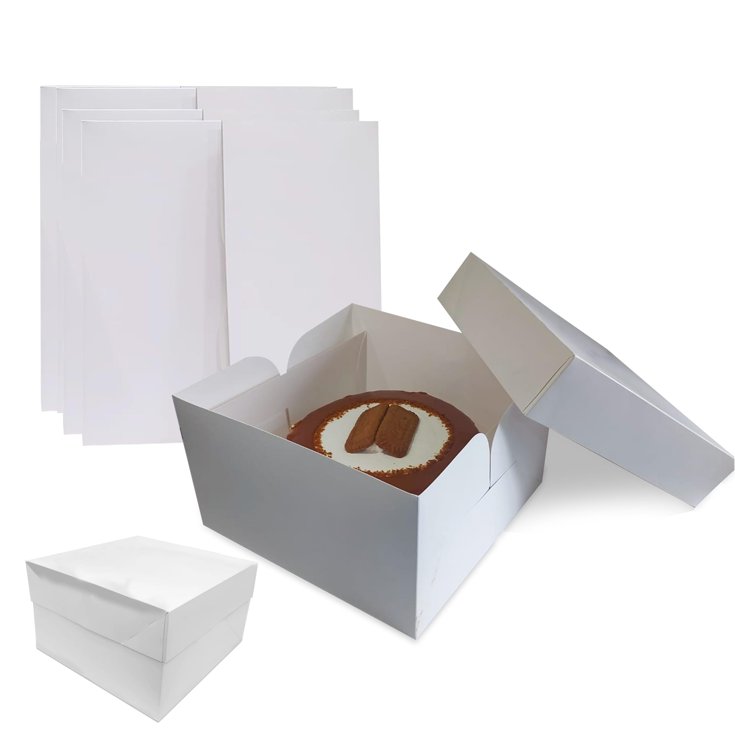 Amour Cake Box (12x12x6) – Premium Quality Sturdy Cardboard 12 Inch Cake Boxes with Lid for Carrying Cakes, Muffins, Donuts, Pastries - Easy Assembly with Lock Mechanism – Pack of 10