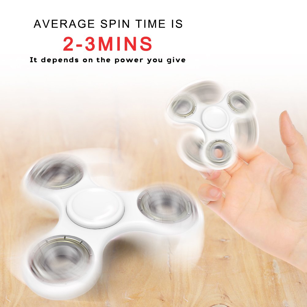 Tri-Spinner Fidget Plastic Spinner,AOPETIO EDC Hand Puzzels for ADHD Autism Anxiety Boredom (White)