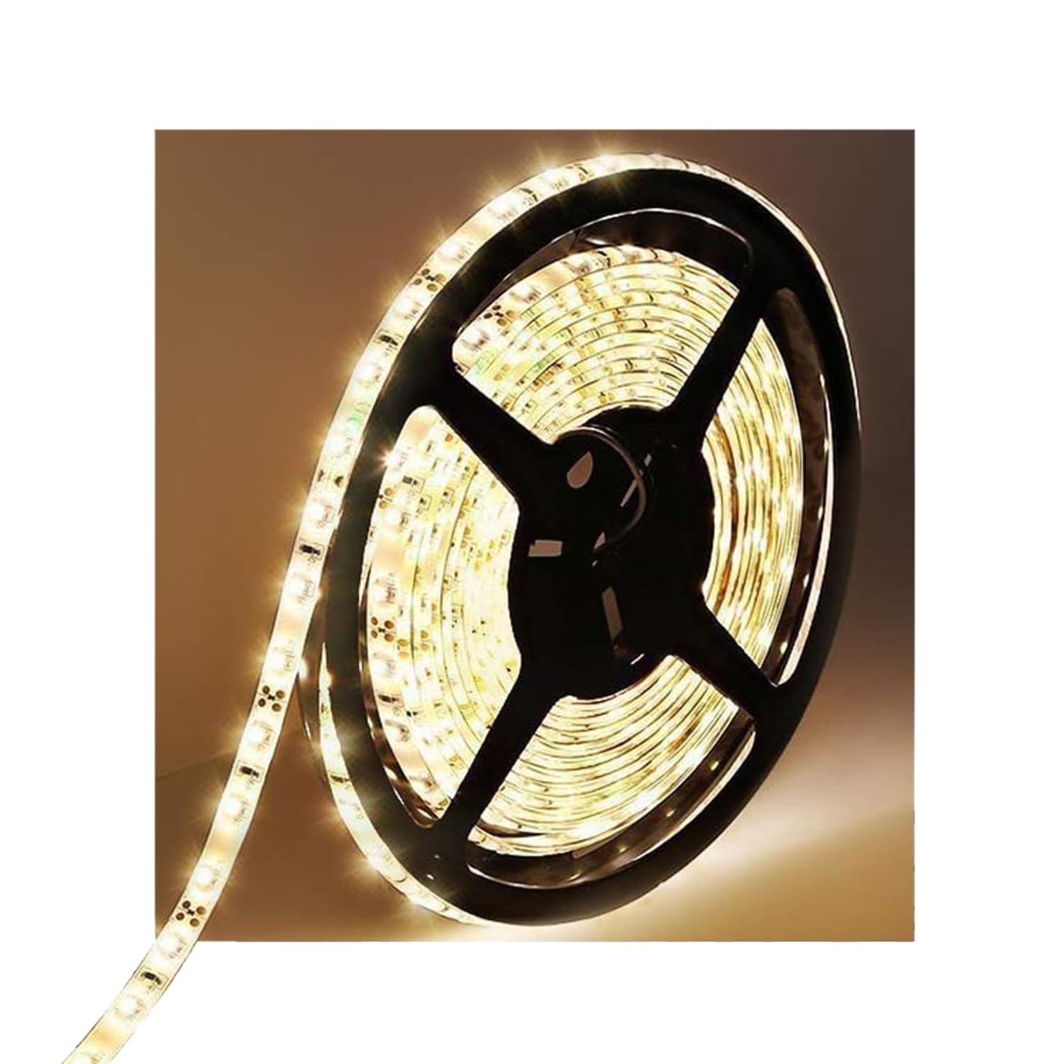 Photo 1 of Tasodin Water-Resistance IP65, 12V Waterproof Flexible LED Strip Light, 16.4ft/5m Cuttable LED Light Strips, 300 Units 3528 LEDs Lighting String, LED Tape(Warm White), Power Adapter not Included
