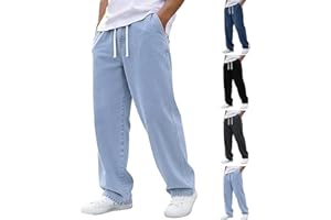 Jeans Men Straight Leg Casual Regular Fit Jeans Y2K Streetwear Vintage Wide Leg Loose Fit Denim Pants with Pockets