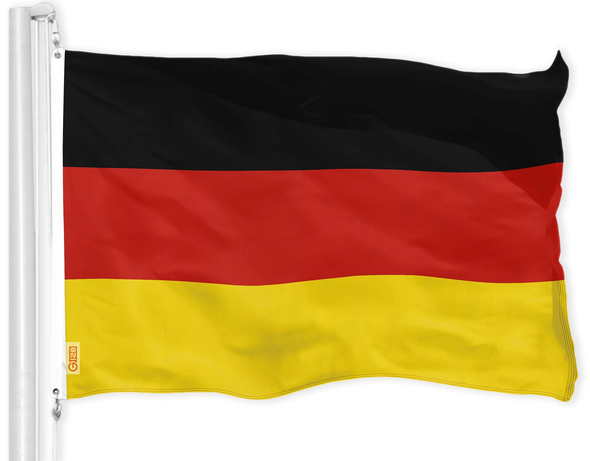 G128 Germany (German) Flag | 3x5 feet | Printed 150D – Indoor/Outdoor, Vibrant Colors, Brass Grommets, Quality Polyester, Much Thicker More Durable Than 100D 75D Polyester
