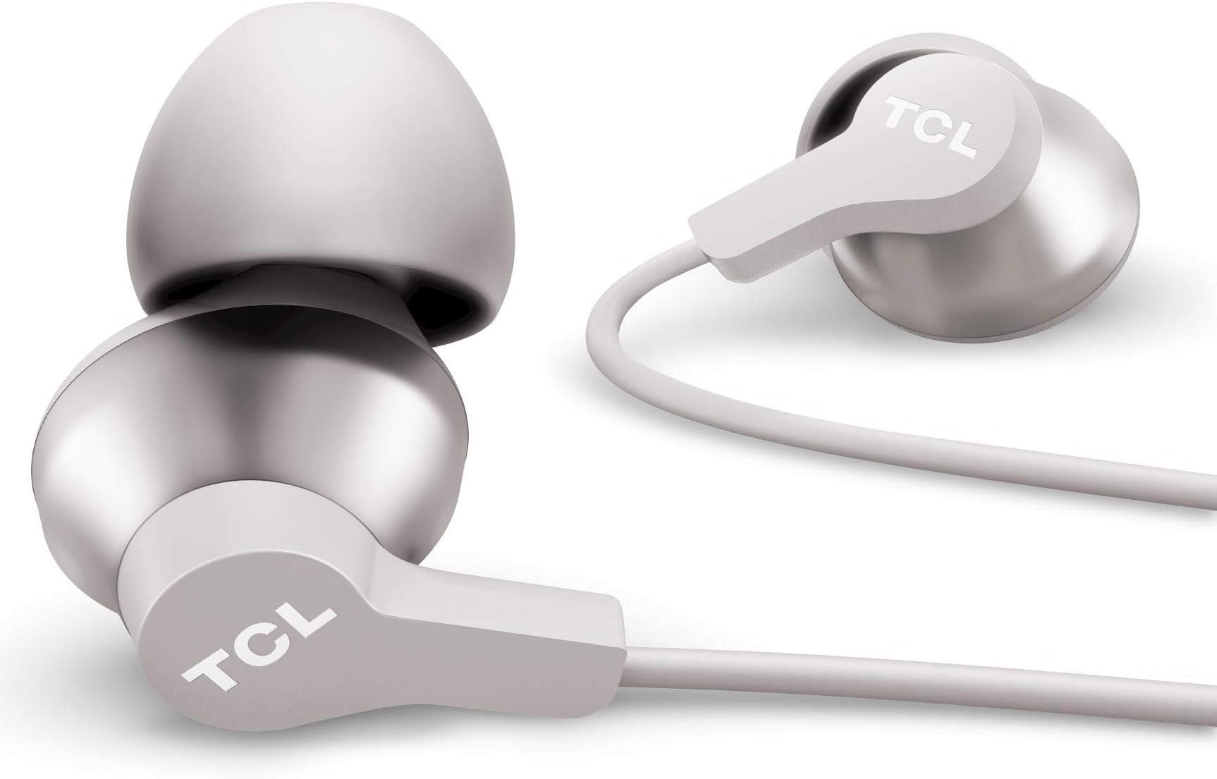 TCL ELIT200 In-Ear Earbuds Wired Headphones with Built-in Mic, Hi-Res Sound, Ergonomic Fit, 12.2 mm Driver – Cement Gray