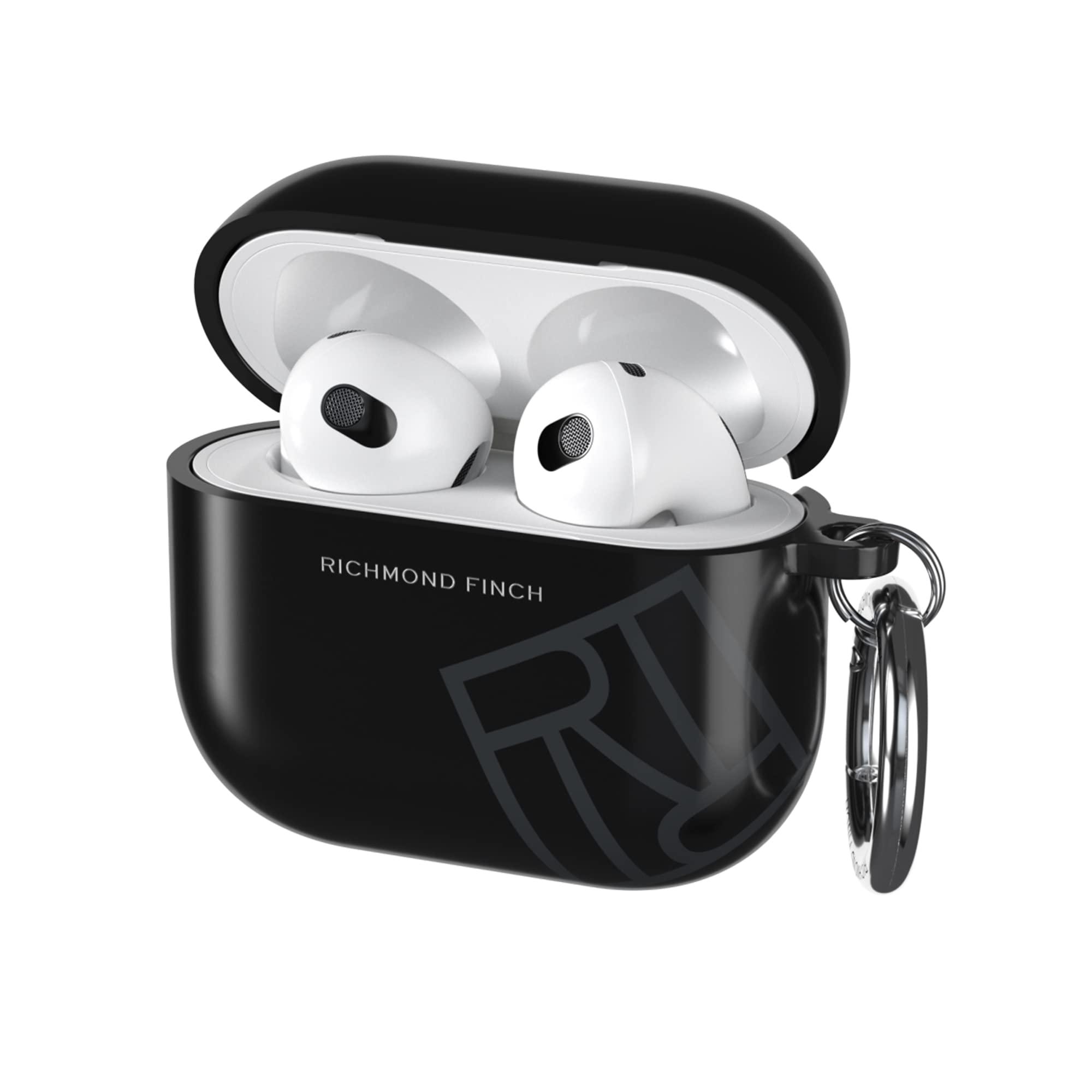 RICHMOND & FINCH Compatible with Airpods 3 Case, Black RF Design, Shockproof, Scratch Resistant, Wireless Charging Compatible, Fully Protective Cover for Airpods 3rd Generation