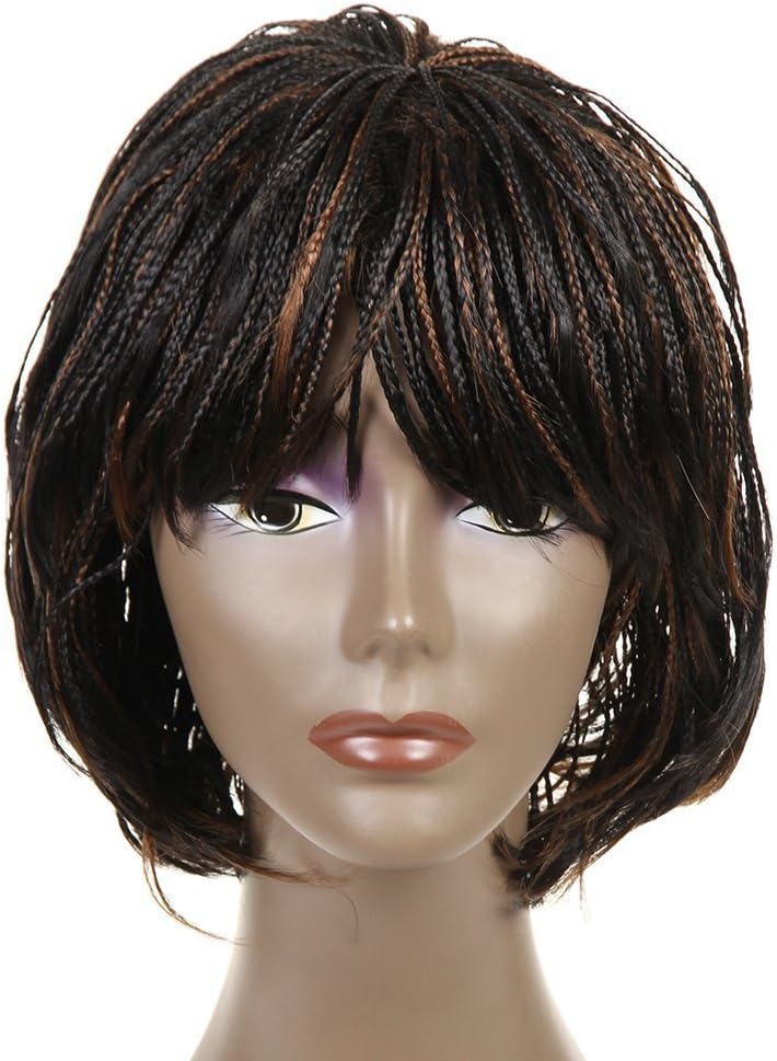 FeiBin Synthetic Bob Braid Wigs Box African American Braided Wigs for Black Women 12"(Color 1B/30)