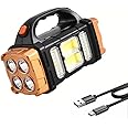 sallbris Premium High Lumens LED Work Light – Multipurpose Flashlight with Searchlight and Lantern Features - Rechargeable Outdoor Waterproof Solar Flashlight - Portable & Lightweight