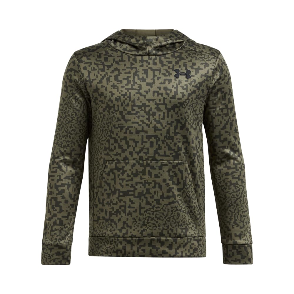 Under Armour Boys' Armour Fleece Printed Hoodie, (390) Marine OD Green/Baroque Green/Black, Small Image