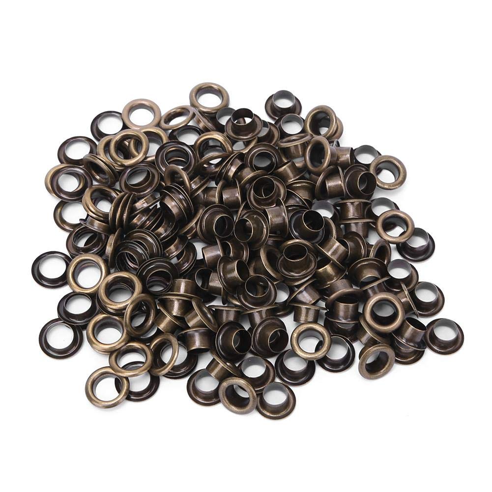 100Pcs Grommet Eyelets, 6mm Brass Eyelets with Gaskets for Leather Canvas Clothes Heavy Duty Bronze Metal Rivets for DIY Craft Apparel Hardware