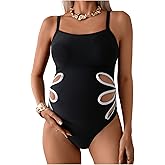 OYOANGLE Women's Maternity One Piece Swimsuits Cut Out Spaghetti Strap Pregnancy Bathing Suits Swimwear
