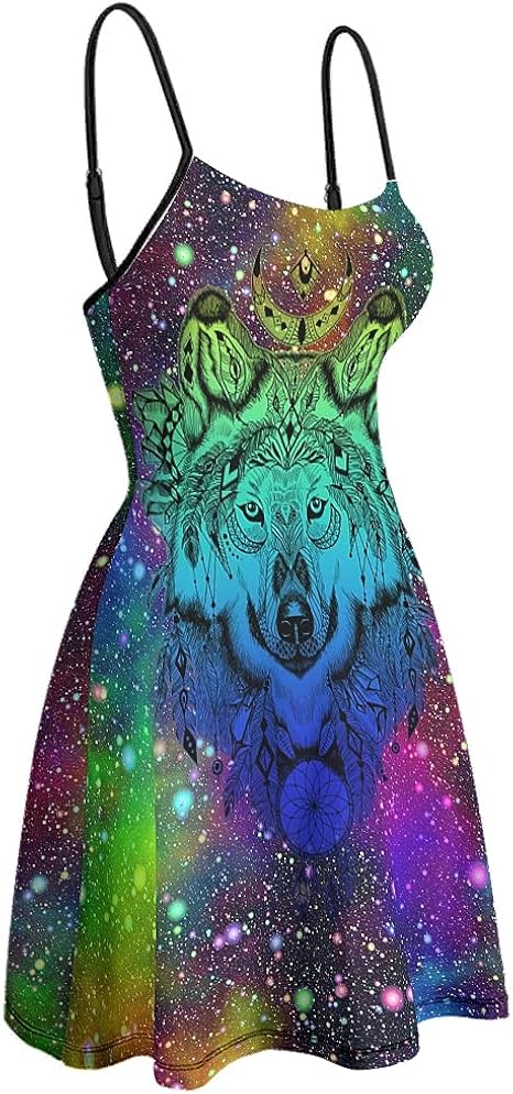 Chicici Fashion Damen Summmer Cami Kleid Wolf Blaues Licht - Sweetheart