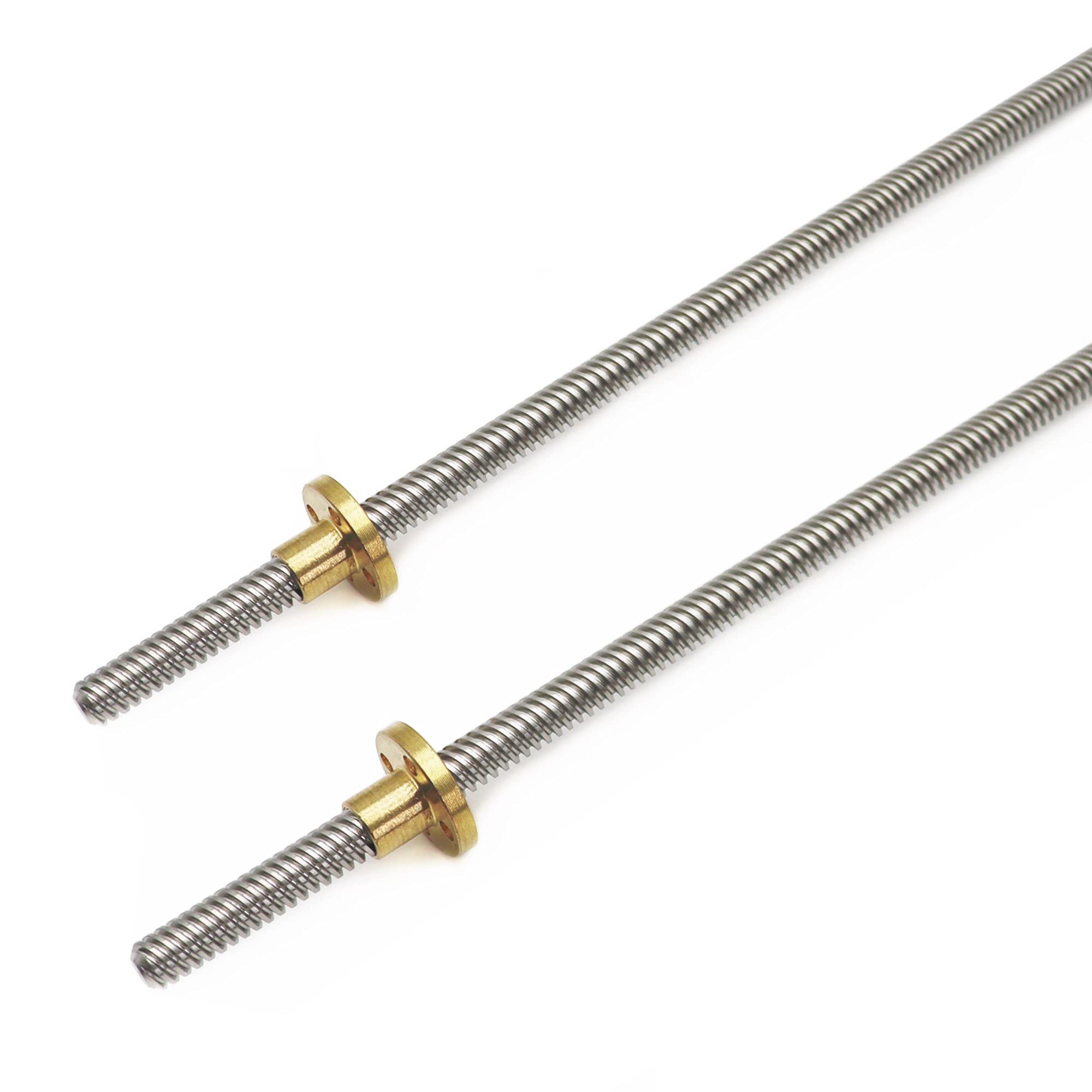 2pcs 300mm Tr8X8 Lead Screw with T8 Brass Nut for 3D Printer Machine Z Axis(Acme Thread, 2mm Pitch, 4 Start, 8mm Lead)