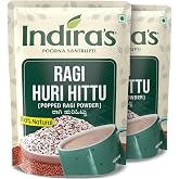 Indira's Ragi Huri Hittu (800g 400gx2) Sugar-Free Ragi Malt Health Mix Just Milk. Finger Millet Health Mix Powder For Adults