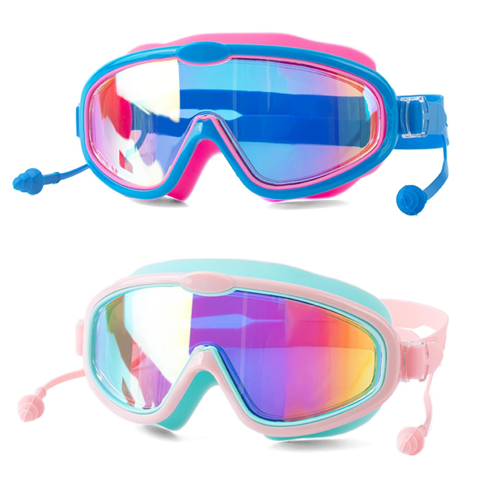 GWAWG 2PCS Kids Swim Goggles, Water Space Swimming Goggles Kids Toddler 3-15, Boys Girls Swim Goggles for Pool Beach
