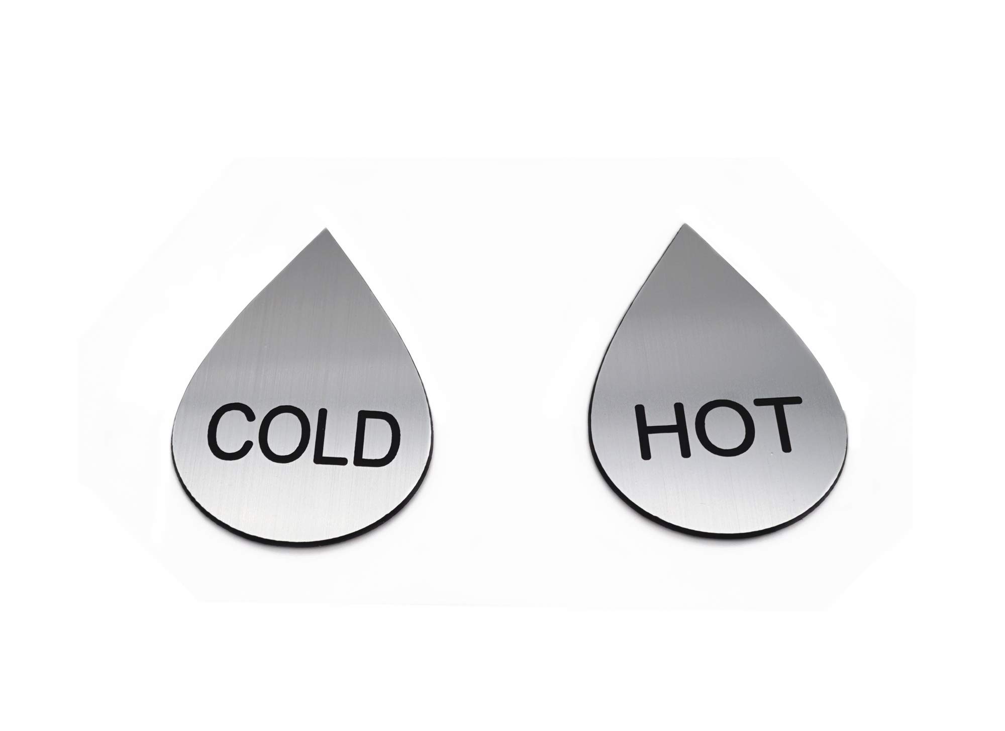NanTun ABS Self Stick Cold Water Label Hot Water Label Droplet Shape - Silver 1 Pair