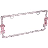 Bell Automotive 22-1-46450-8 Pink Breast Cancer Awareness Ribbon Design License Plate Frame, Corrosion Resistant, Easy to Install