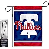 Phillies New Bell Garden Flag with Stand Holder Flagpole