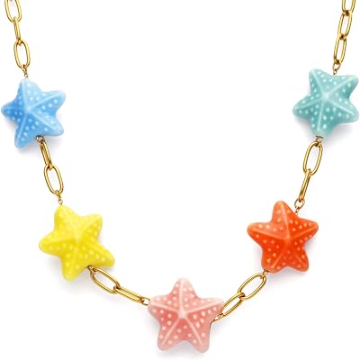 Collier Starfish Chic Color Acier Plaqué Or Bijoux pour femmes