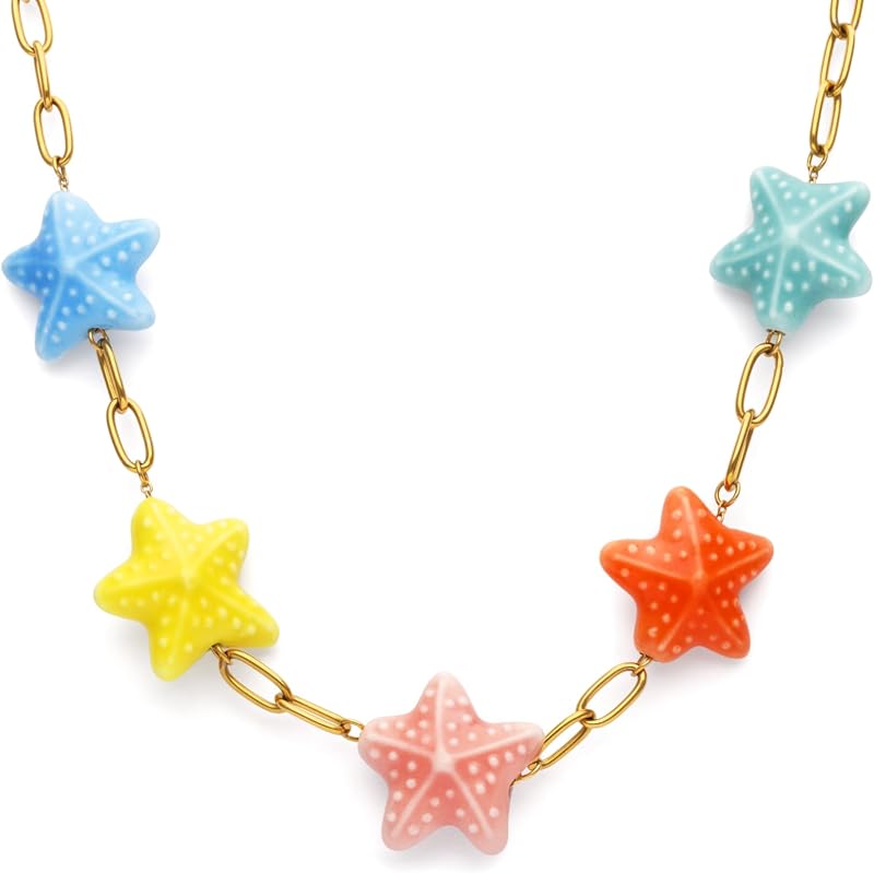 Collier Starfish Chic Color Acier Plaqué Or Bijoux pour femmes
