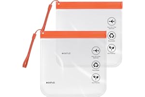 ECOHUB Clear TSA Approved Toiletry Bag 2 Pack 3-1-1 Compliant Quart Size Travel Toiletry Bag TSA Liquid Bag Travel Essentials Clear Travel Bags for Toiletries for Women Men (2pcs Orange)