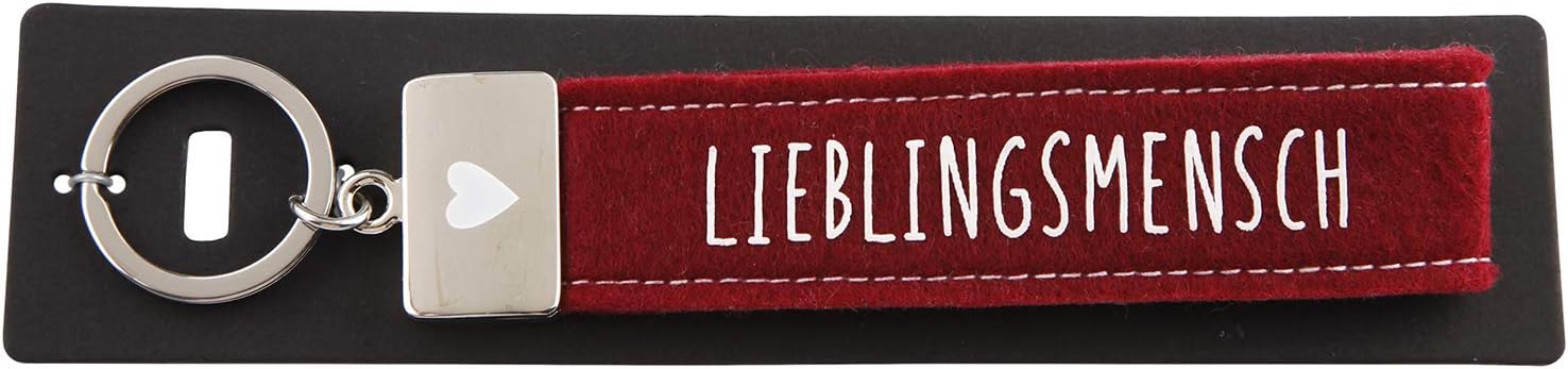 Depesche 004298-019 Loops Felt Keyring with Engraved Metal End and Iconic Print Favourite Person Red Brown Approx. 18.7 x 4.4 x 1 cm