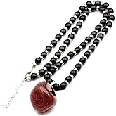 ElisaJewelryArt Natural Raw & Tumbled Crystal Pendant Necklace | Handmade Genuine Gemstone Jewelry with Black Onyx Beads & Hematite Spacers | Adjustable Unisex Statement Necklace Gift